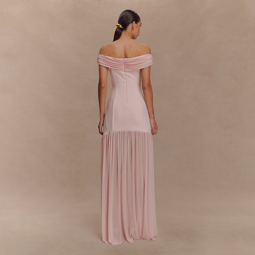 Backless Mesh Panel Midi Dress