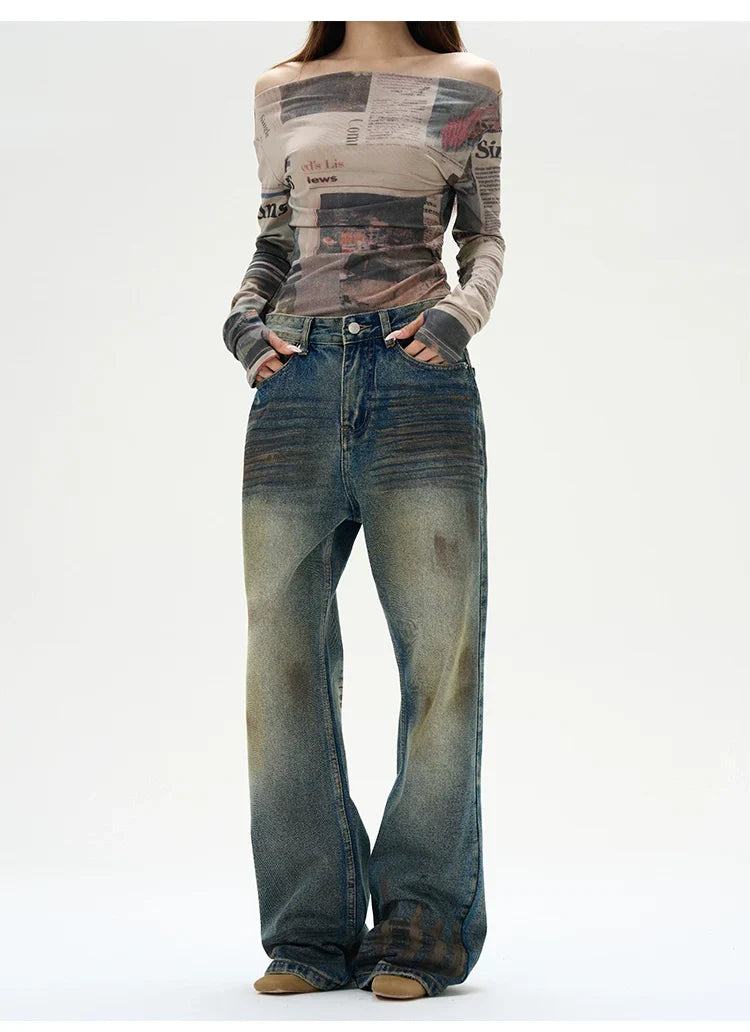 Distressed Baggy Ripped Denim Jeans