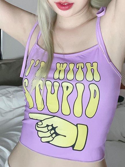 Solid Print Camisole Sleeveless Crop Tank Top