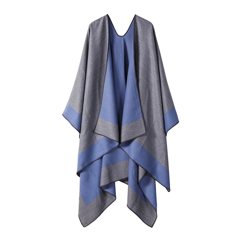 Plaincolored Doublesided Cape Autumn Winter Simple Scarf
