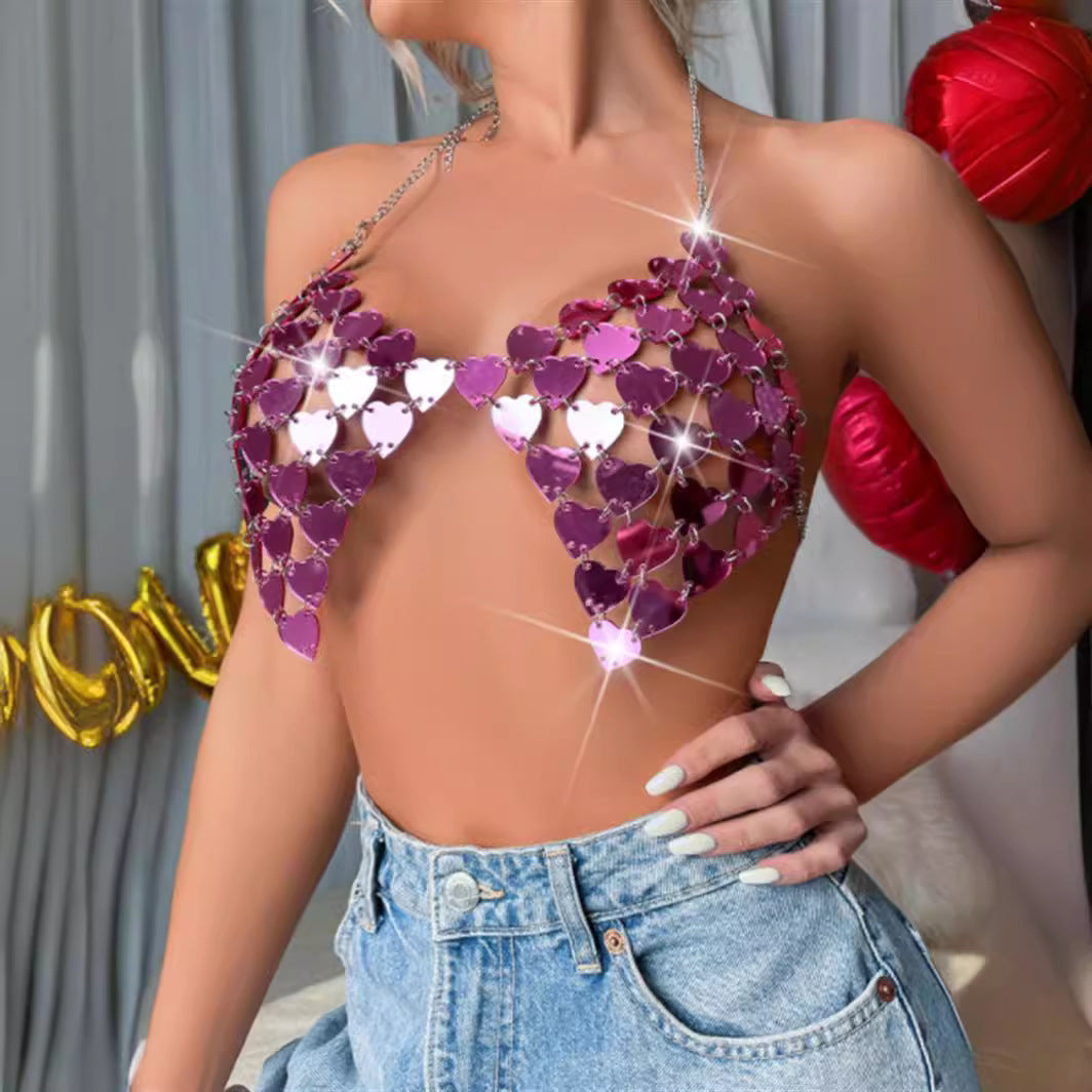 Party Amethyst Sequin Halter Top