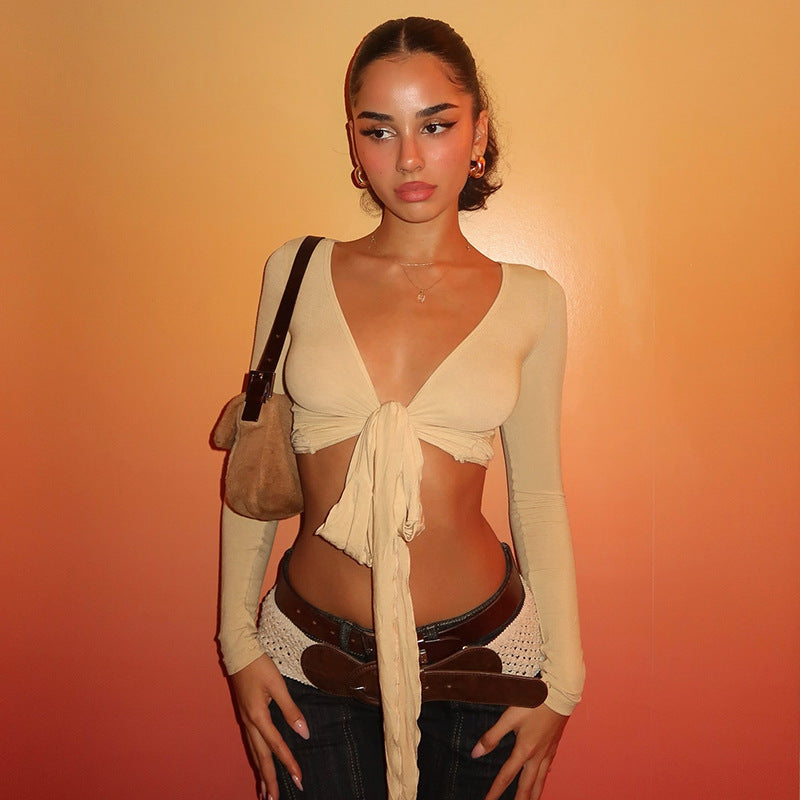 Out Bold Tie-front Long Sleeve Top