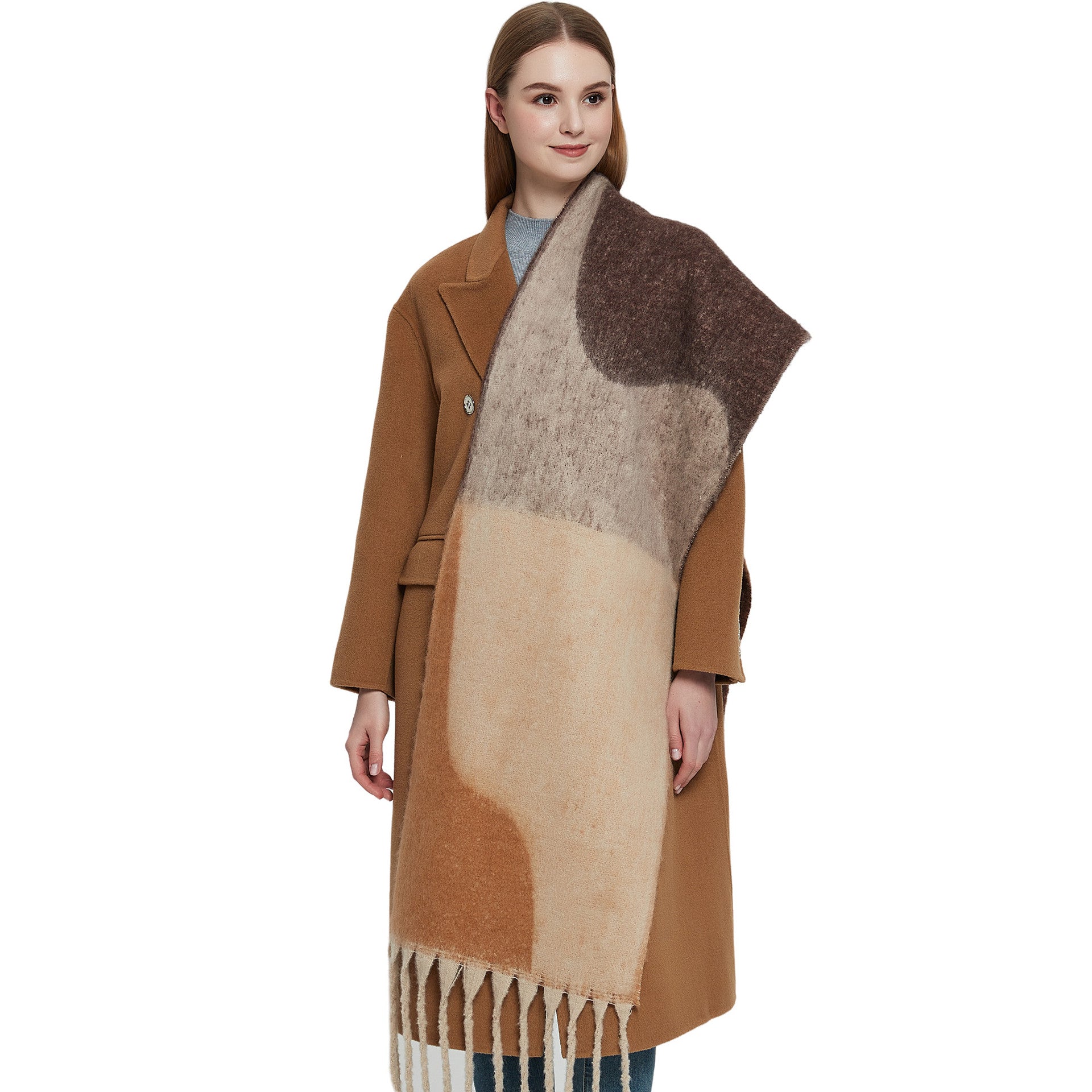 Thickened Cape Autumn Winter Loopyarn Geometric Scarf