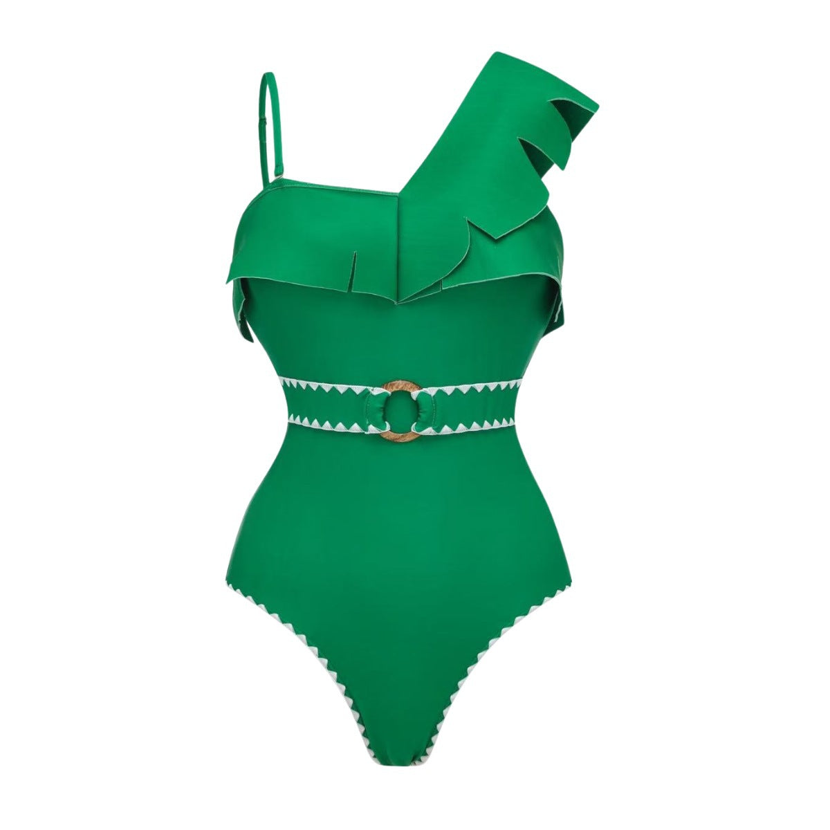 Green One-Shoulder Swimsuit
