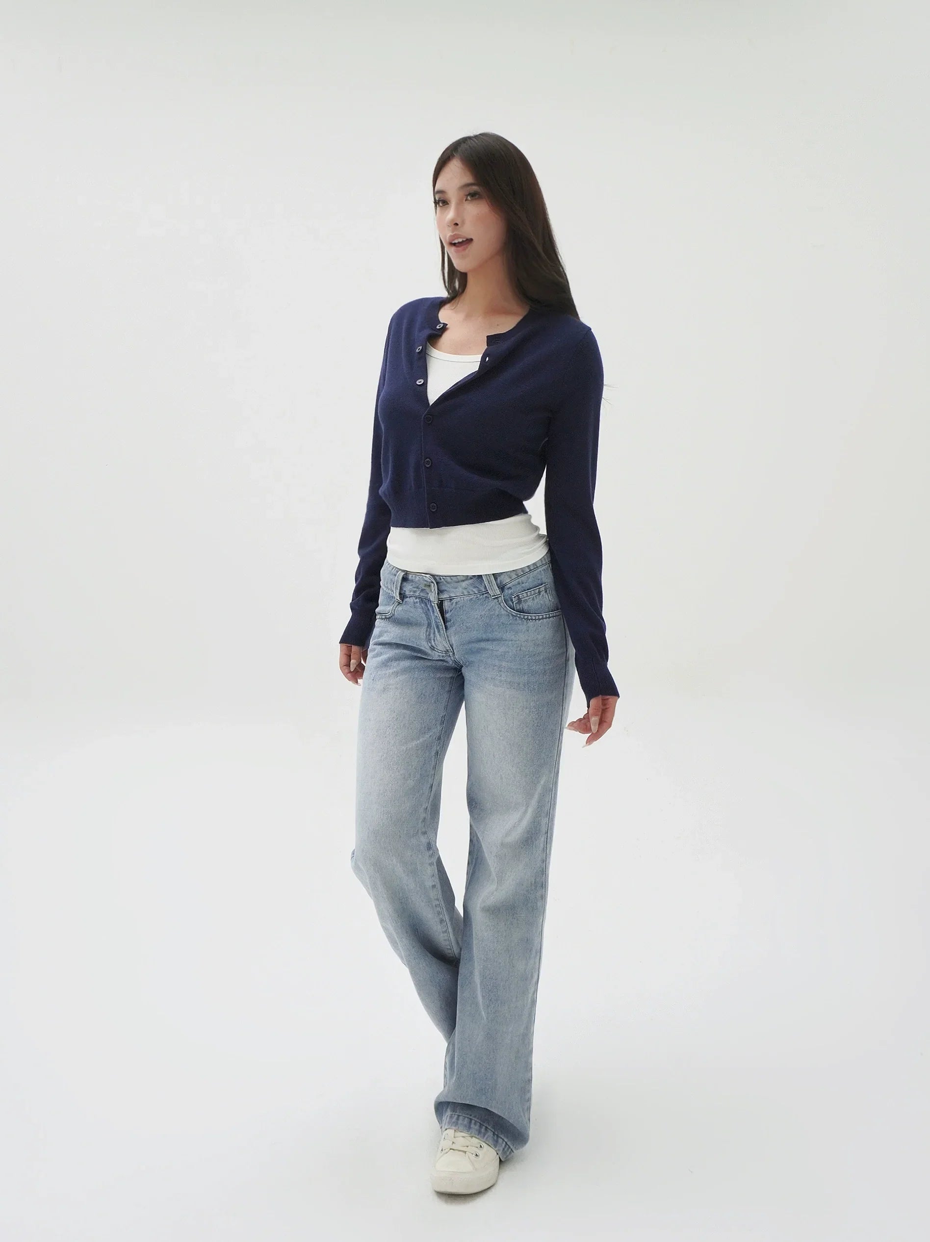 Slim-Fit Cropped Knit Cardigan Sweater