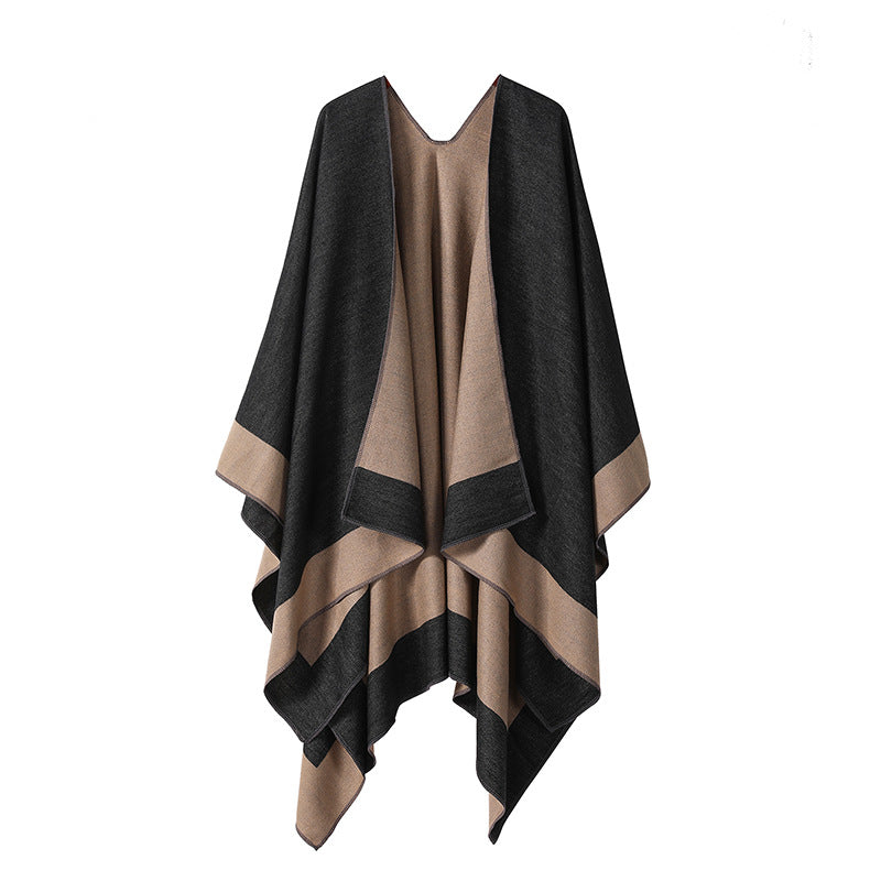 Plaincolored Doublesided Cape Autumn Winter Simple Scarf