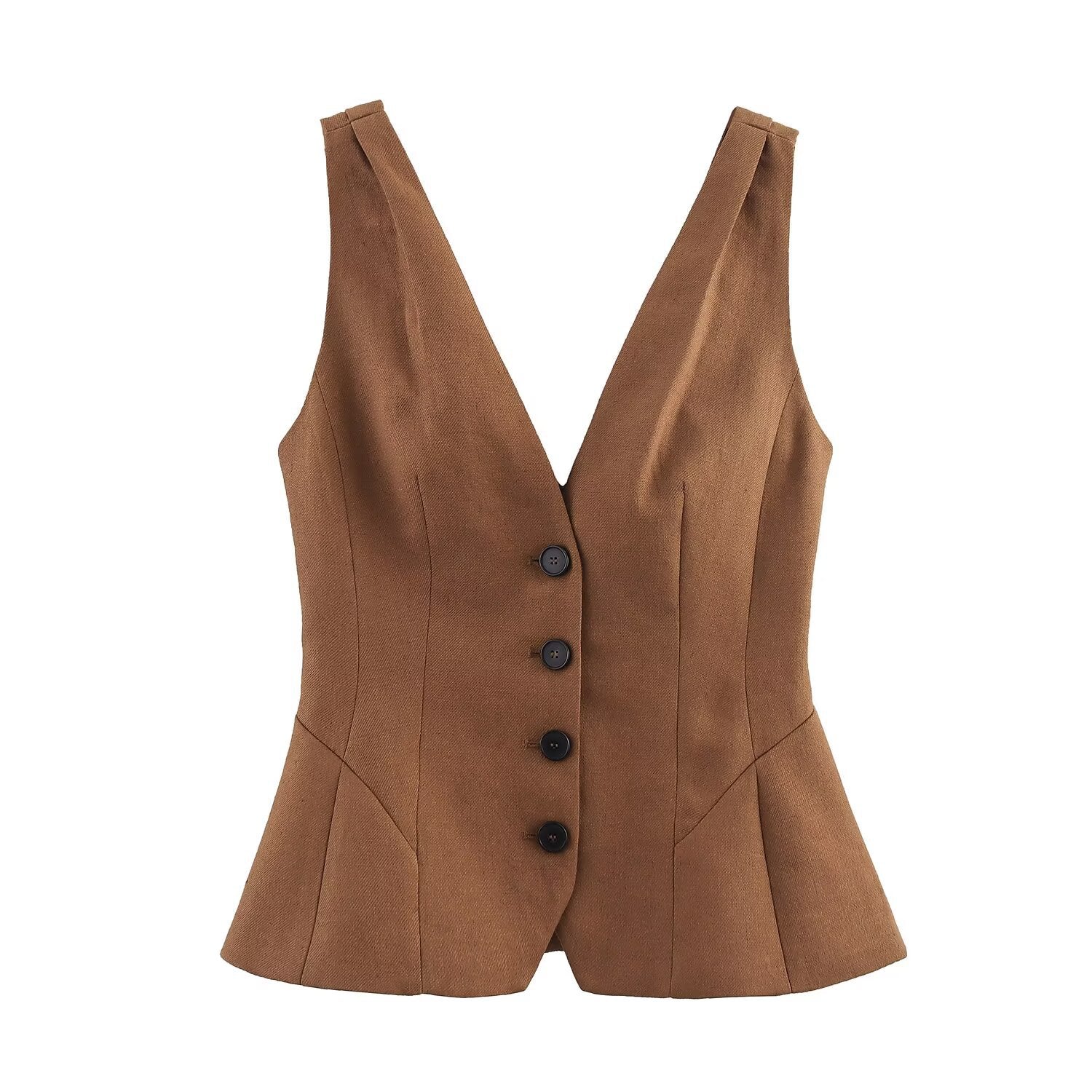 Button-Front Peplum Vest