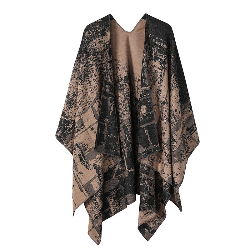 Plaincolored Doublesided Cape Autumn Winter Simple Scarf