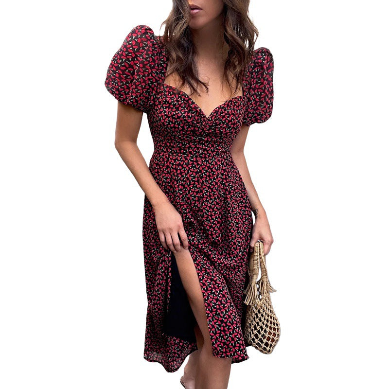 Katia Effortless Women's Floral Shirt Puff Sleeve Midi Dress Everyday Luxe Edit