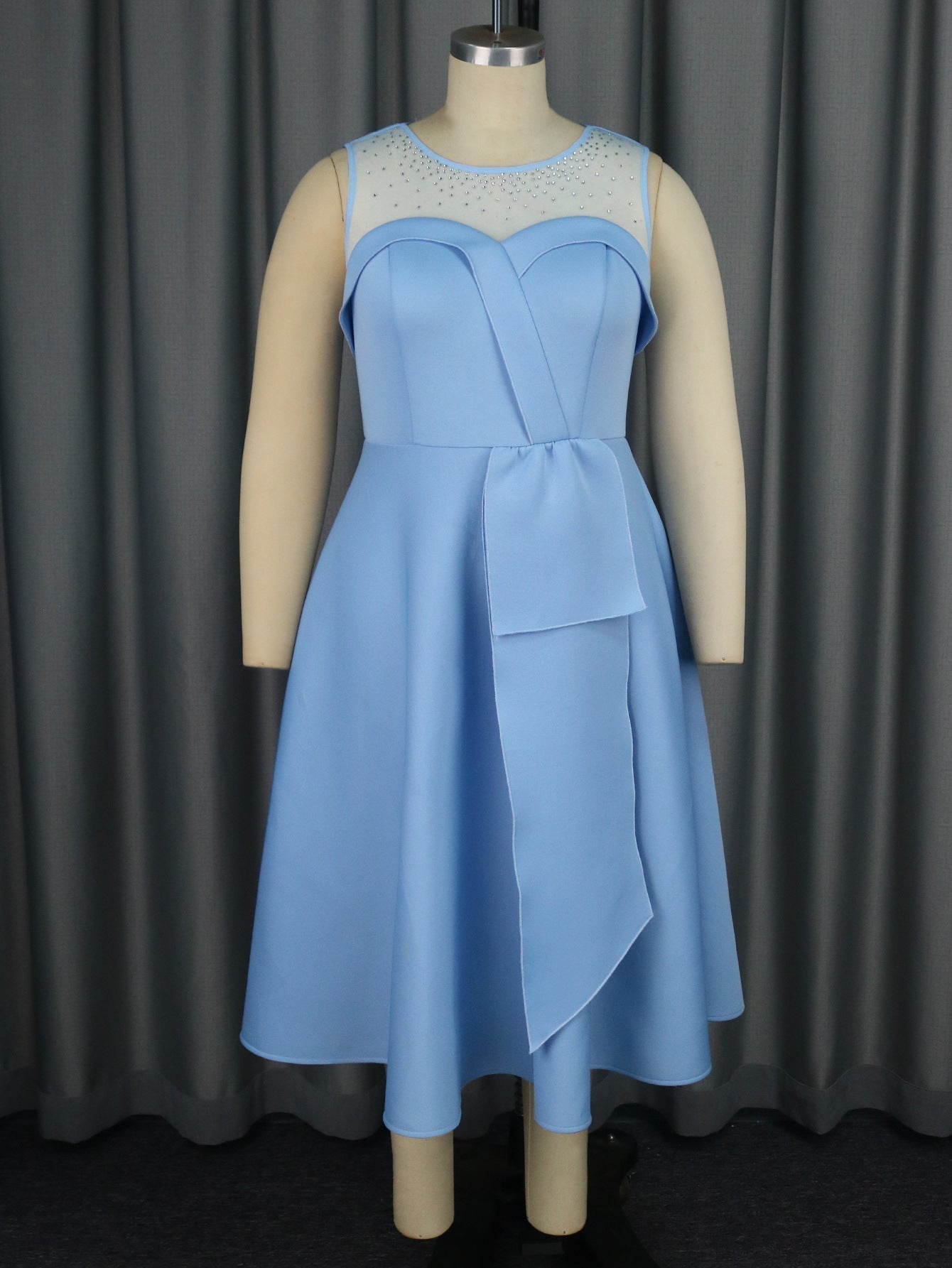Personalized Mesh Stitching Dress Elegant Stick Crystals A line Dress