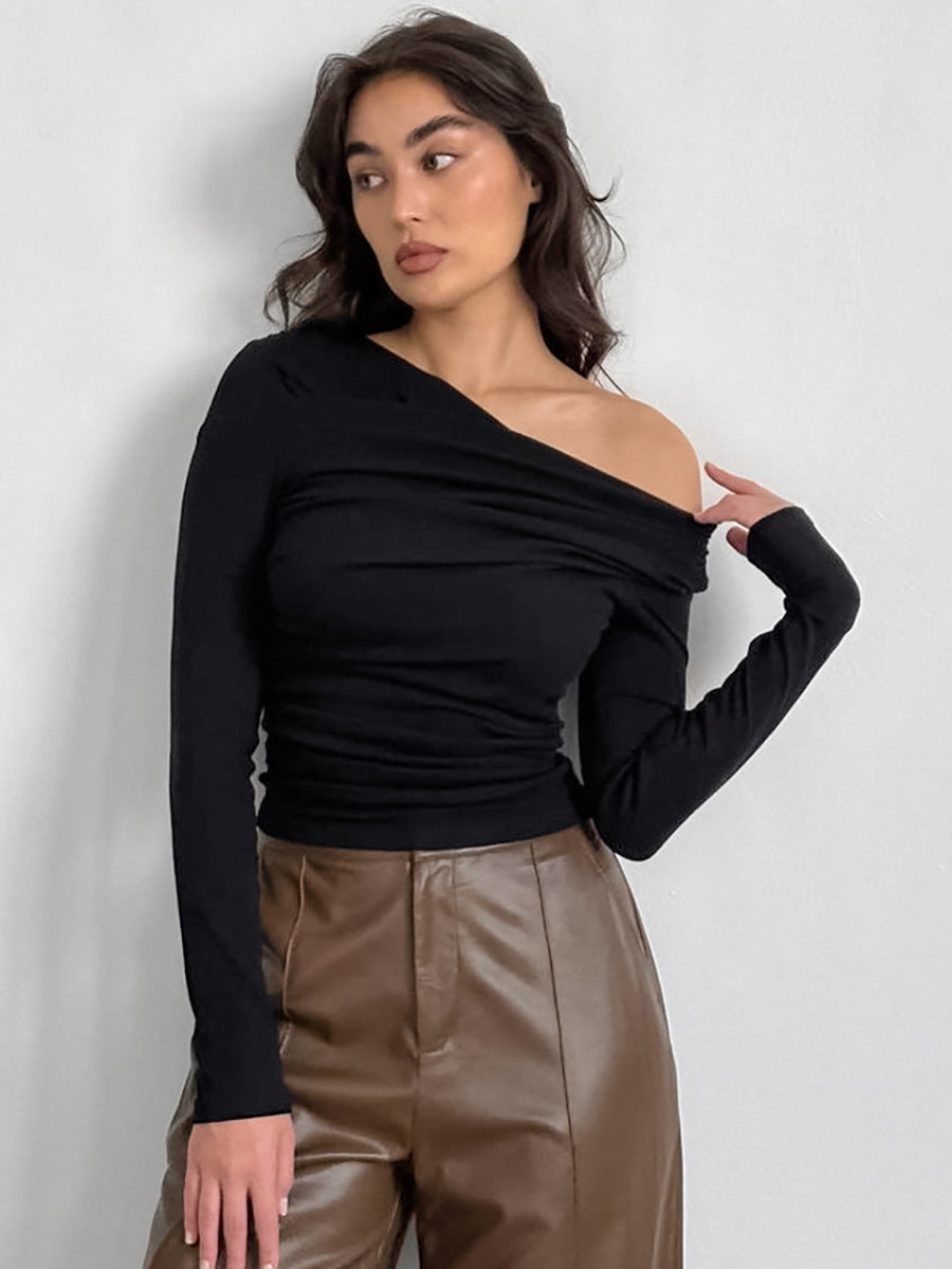 Commute Modern Off Shoulder Long Sleeve Top