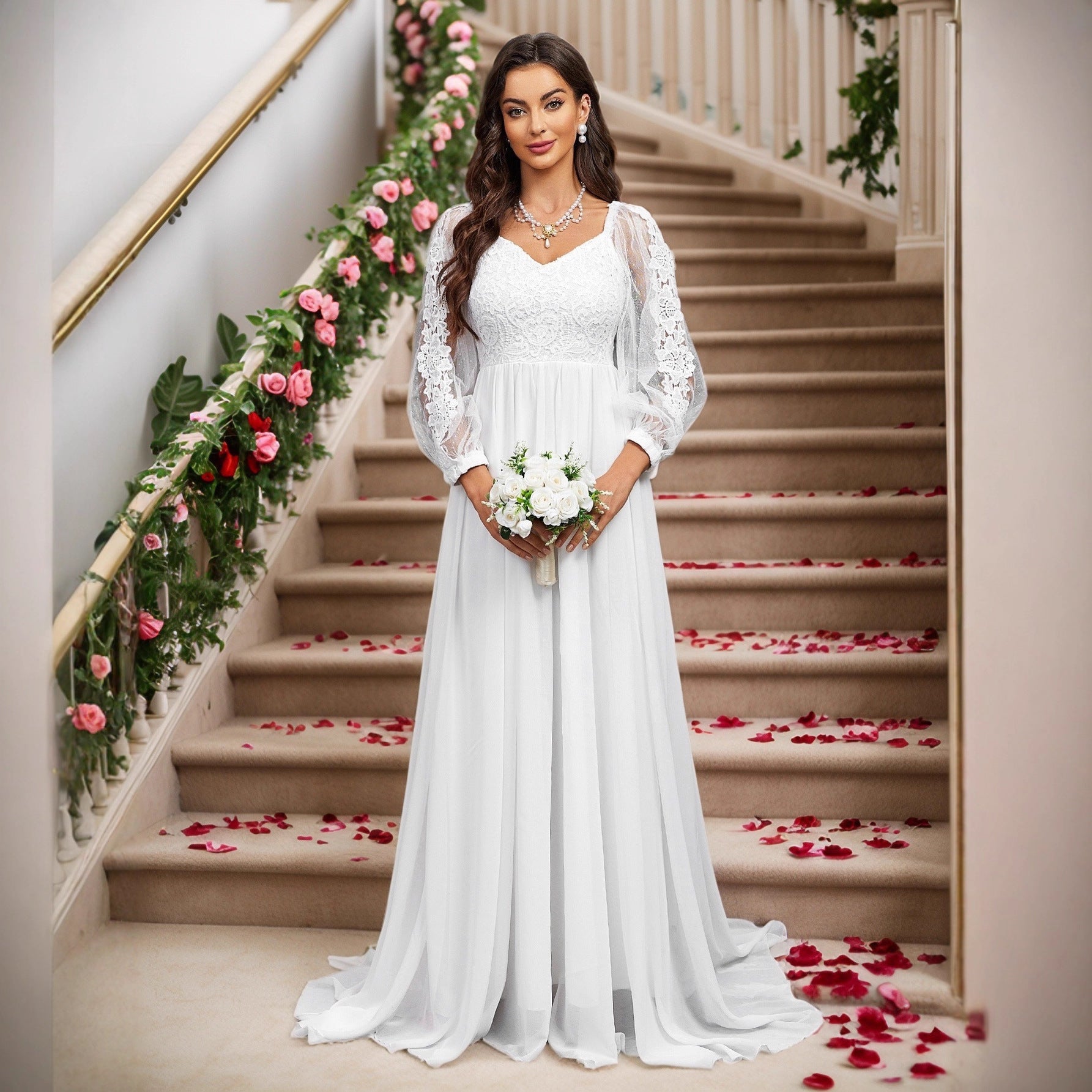 Lace Long Sleeve Dress Jumpsuit Lace Cocktail Wedding Dress