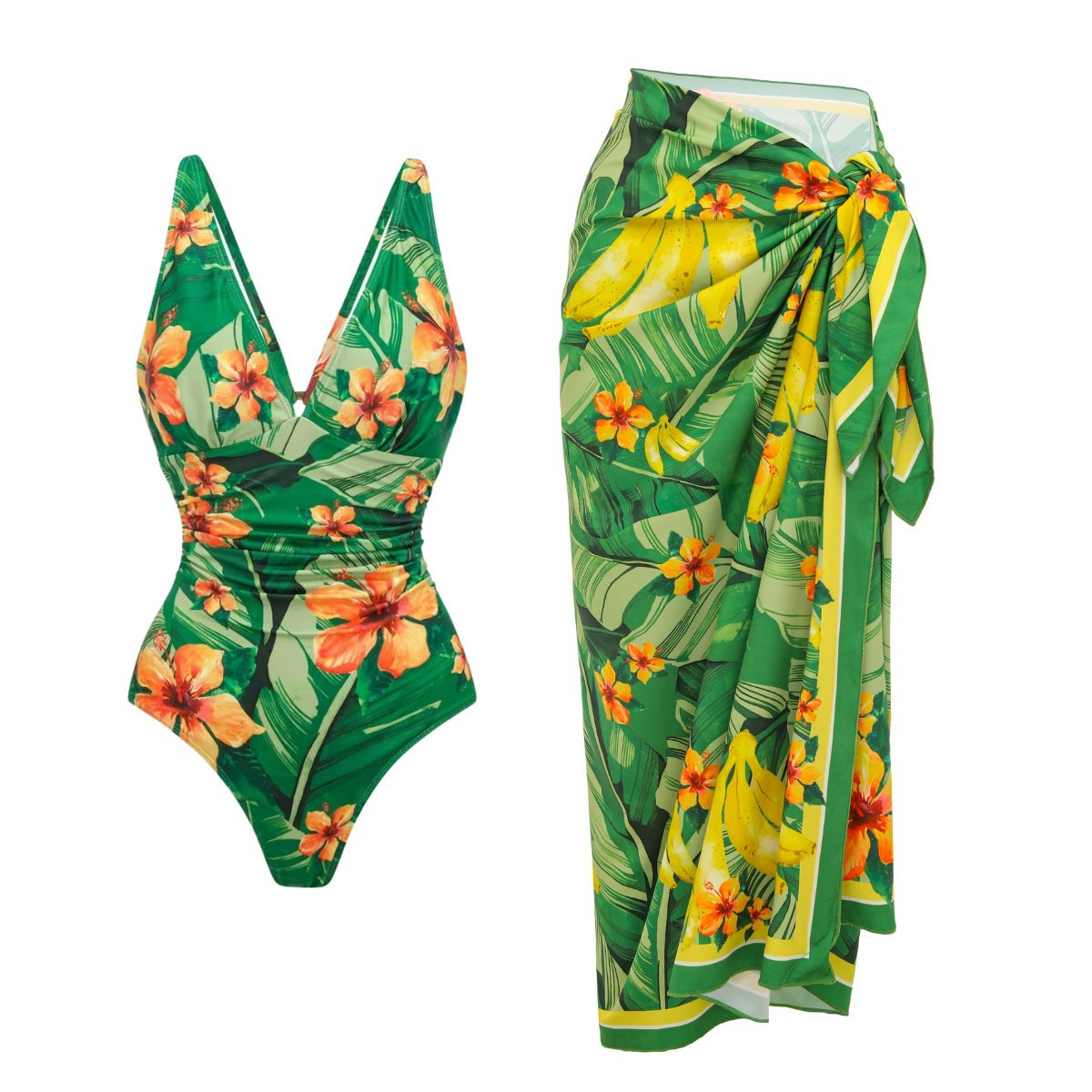 Green Printing Kerchief Set