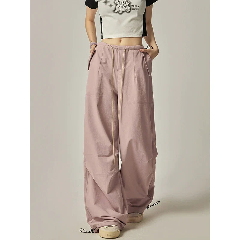 Pink Wide Leg Cargo Pants