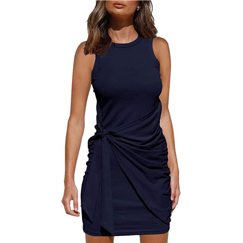 Rosalía Exclusive Women's Sleeveless Twisted Draped Mini Dress Everyday Luxe Edit
