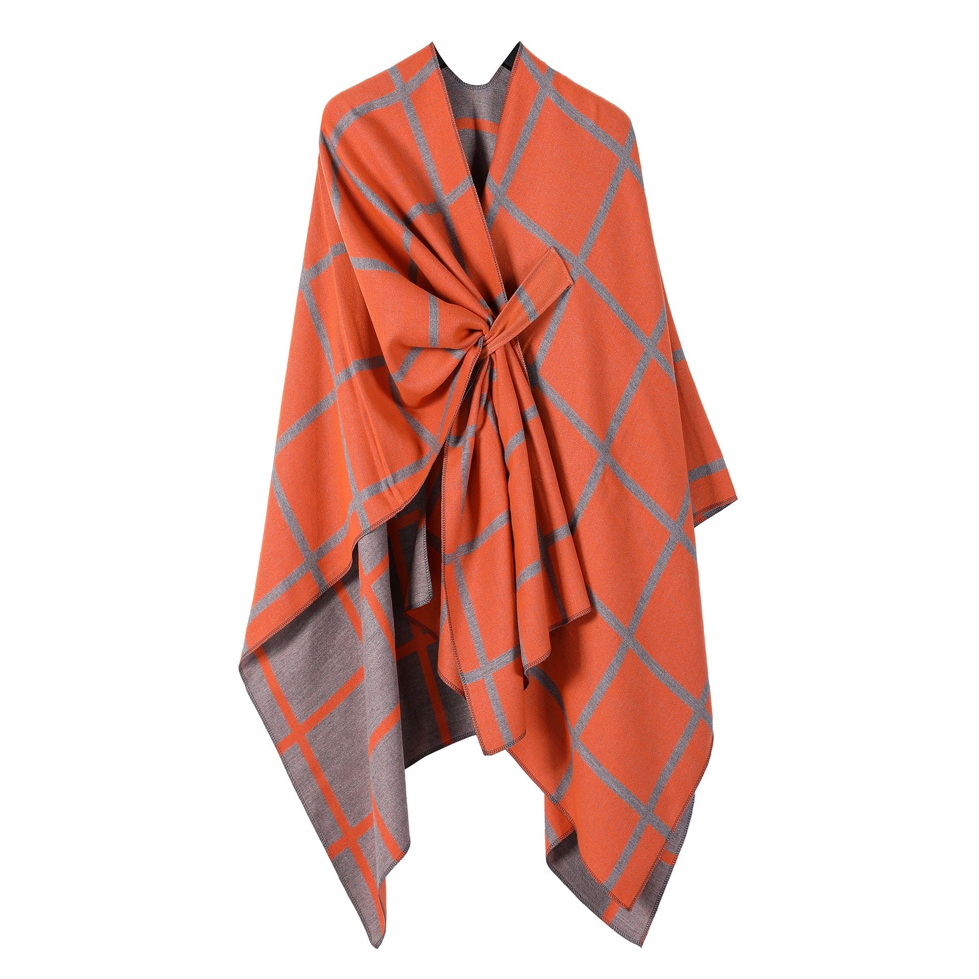 Bestselling Sidetied Plaid Split Cape Warm Crossborder Scarf