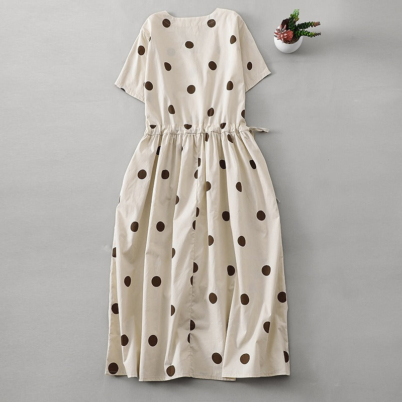 Slimming A-Line Simple Polka Dot Dress