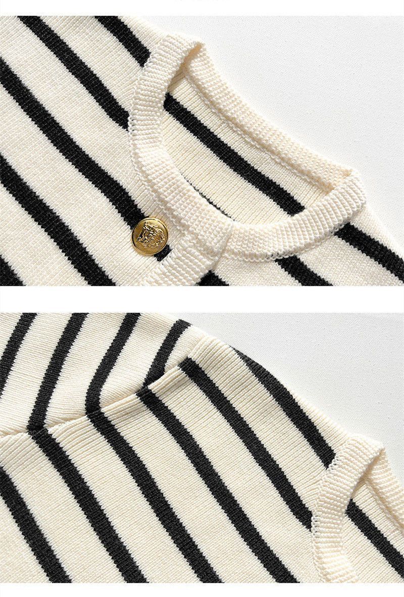 Striped Contrast Trim Knit Cardigan