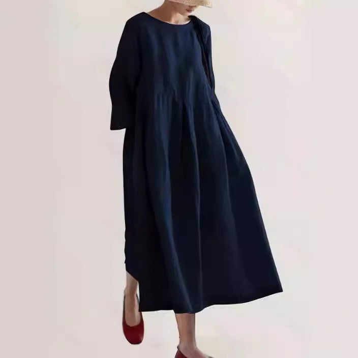 Isabel Timeless Loose Linen Dresses with Side Pockets Designer Dress Edit