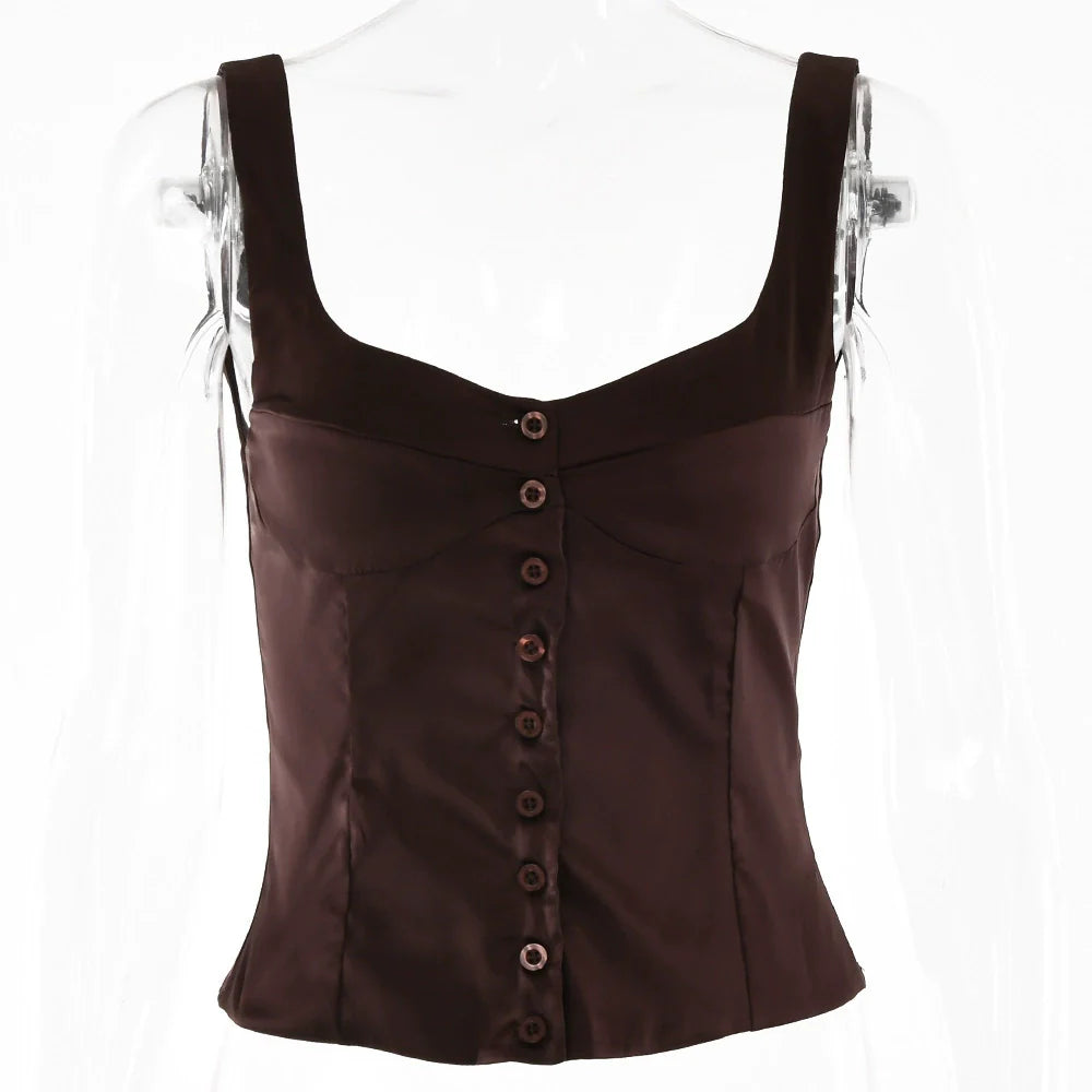 Casual Button-Front Strappy Top