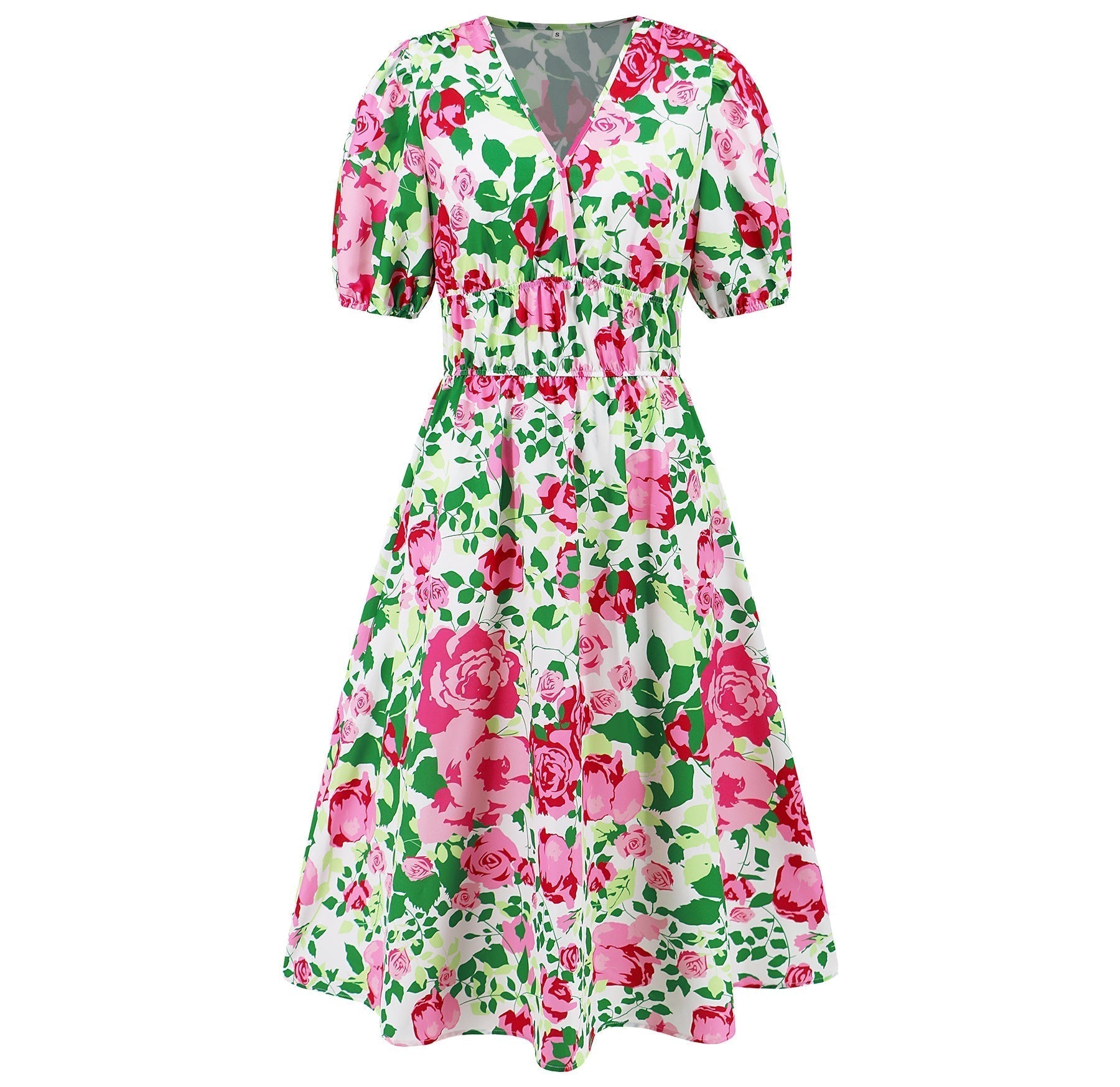 V Neck Bohemian Printed Dress A Line Dress