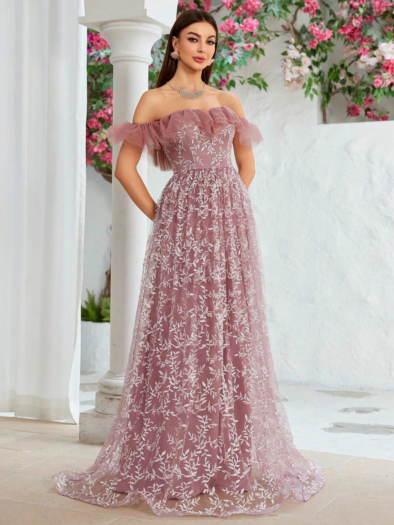 off Shoulder Large Slim Fit Evening Dress Birthday Party Cocktail Performance Graceful Formal Dress