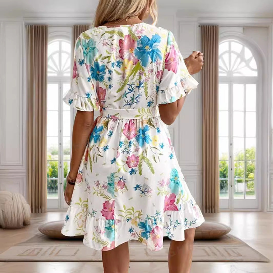 Susana Timeless Women's Floral Dress with Ruffle Hem Evening Wear Edit