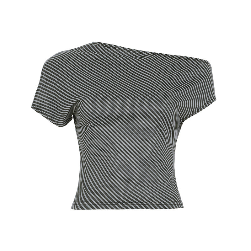 Outing Casual Striped Off Shoulder Top