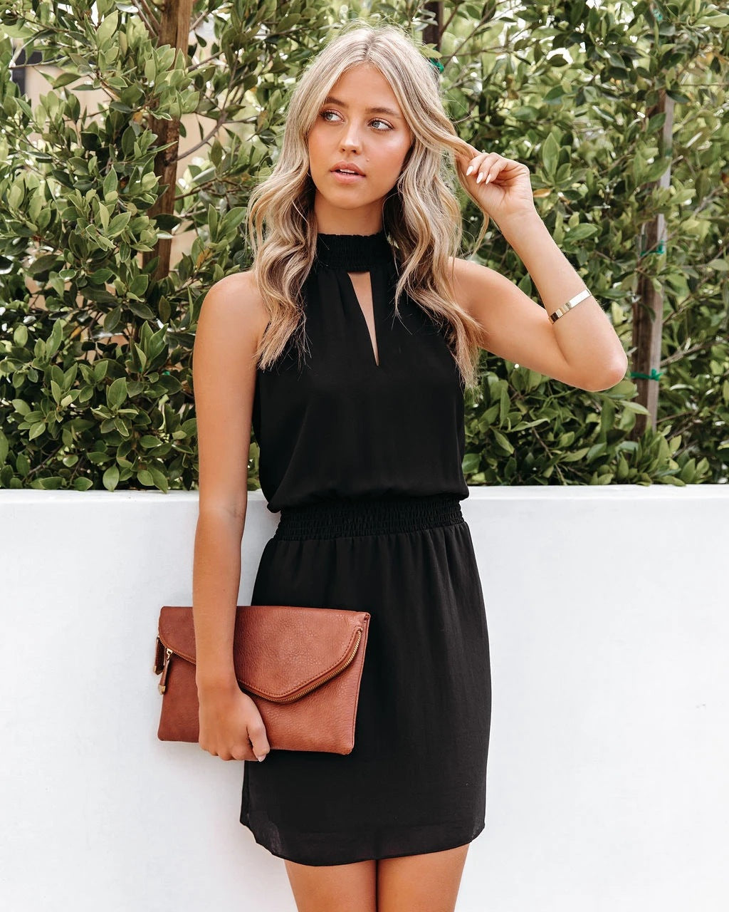Refreshing Stylish Halter Off the Shoulder Tight Waist A line Short Dress