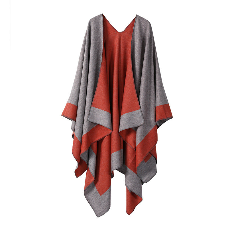 Plaincolored Doublesided Cape Autumn Winter Simple Scarf