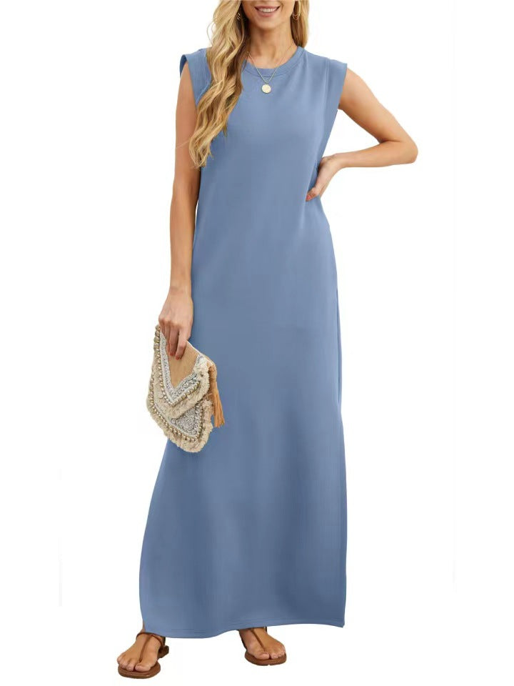 Linen & Cotton Pocketed Maxi Dress