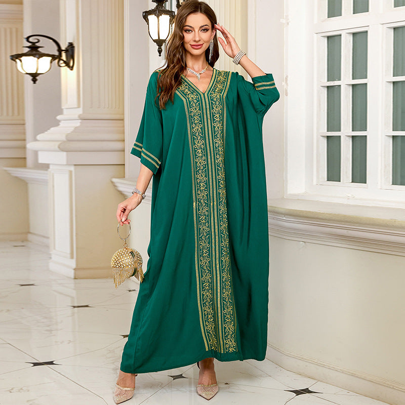 Rayon Embroidery Vacation Beach Maxi Dress Women Sun Protection Loose Robe Beach Cover Up