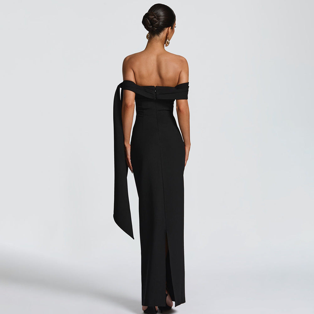 Mansion Romantic Off Shoulder Ribbon Maxi Dress