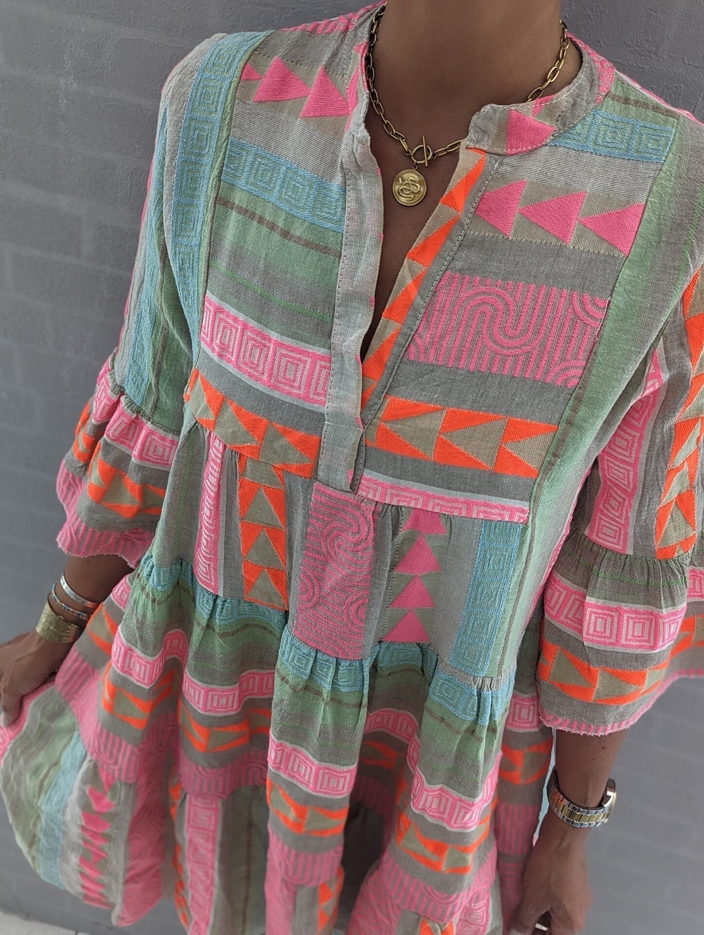 Megan Timeless Bohemian Dress with Ethnic Print Boutique Collection