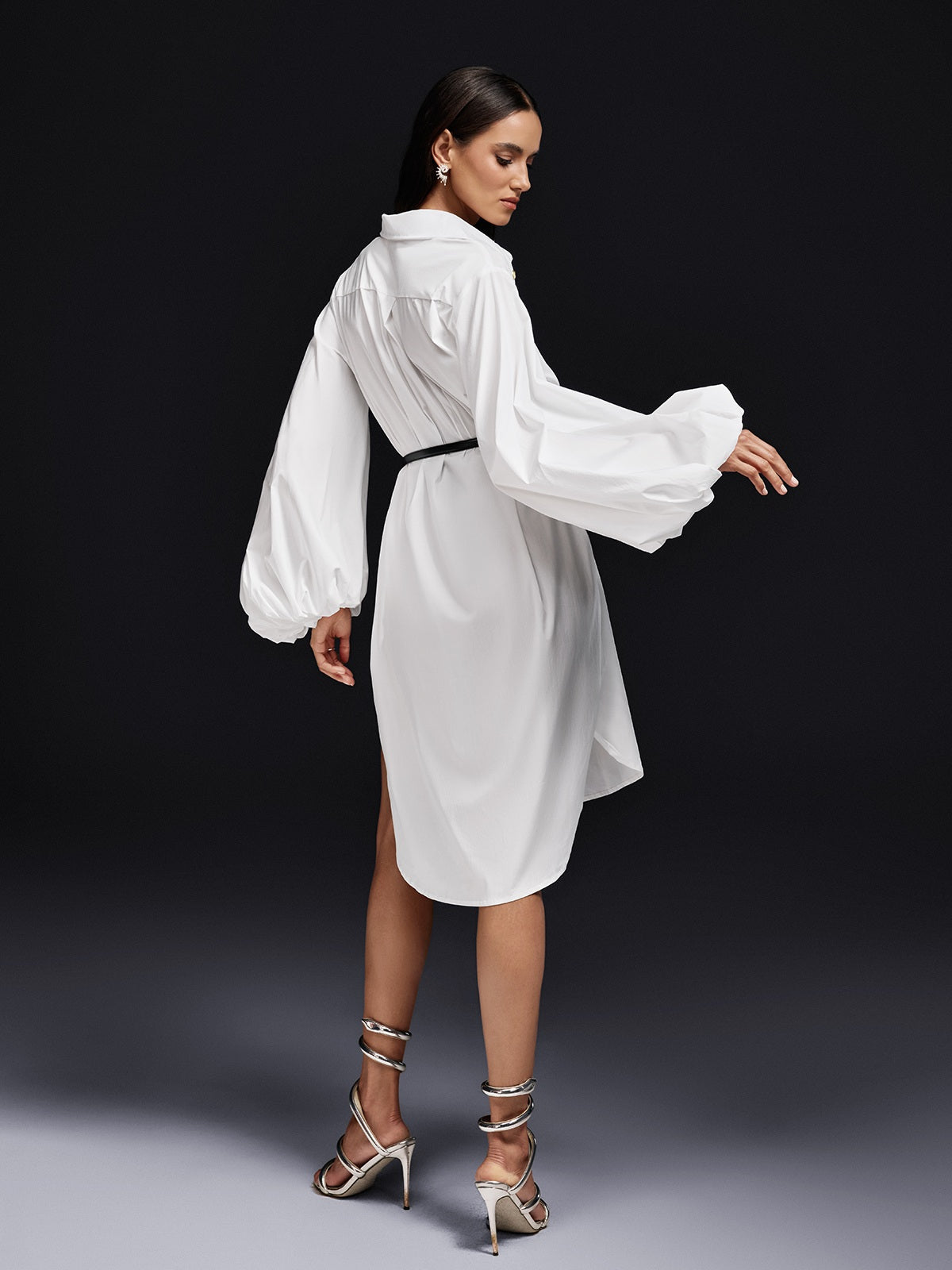 Bubble Sleeve Midi Dress