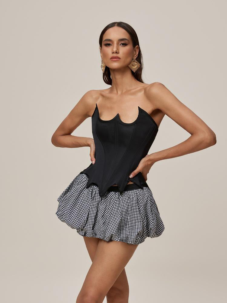 Strapless Lace Up Skirt Set