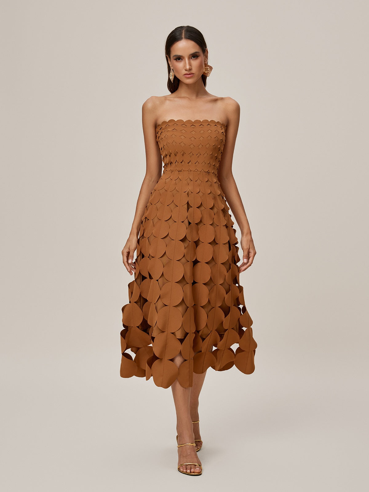 Strapless Cutout Midi Dress