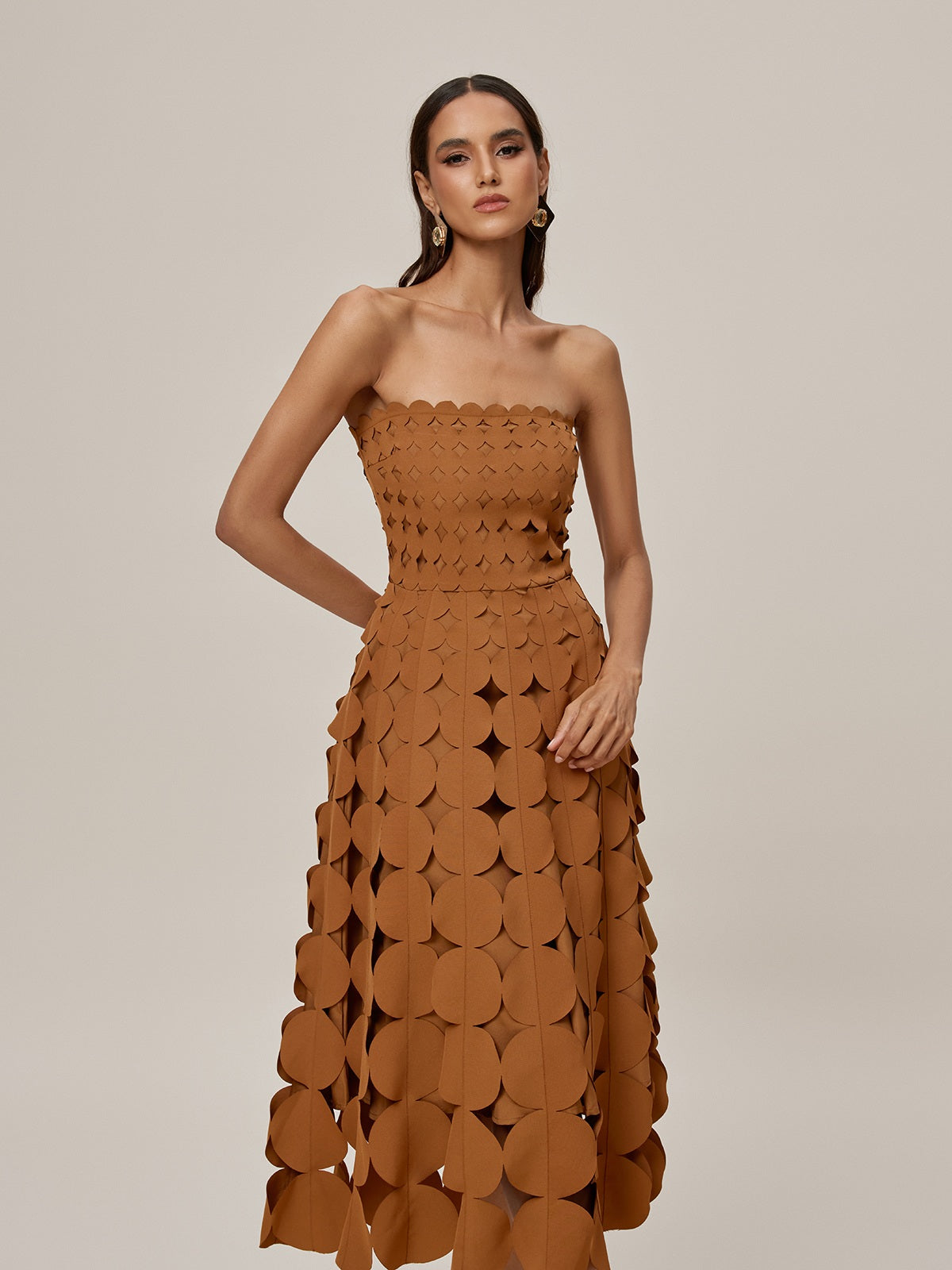 Strapless Cutout Midi Dress