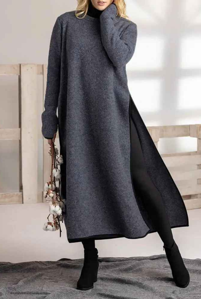 Glenda Cozy Long Layered Dress with Relaxed Fit and Everyday Wear