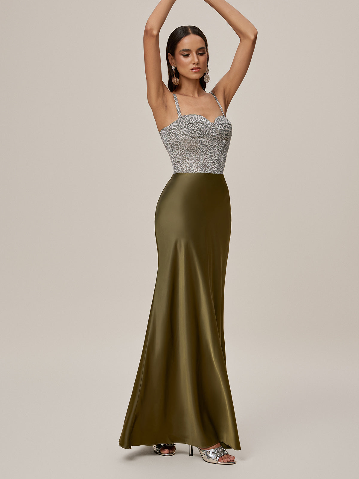 Spaghetti Lace Up Embroidered Maxi Dress