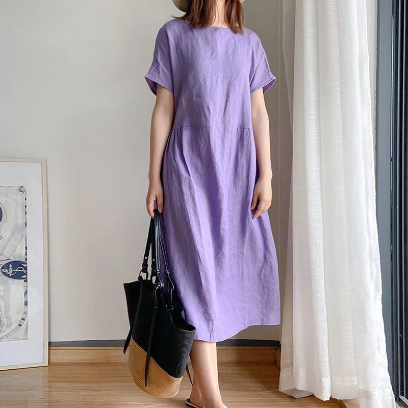 Orange Casual Chic ONeck Loose Pullover Korean MidCalf Spring Midi Dresses
