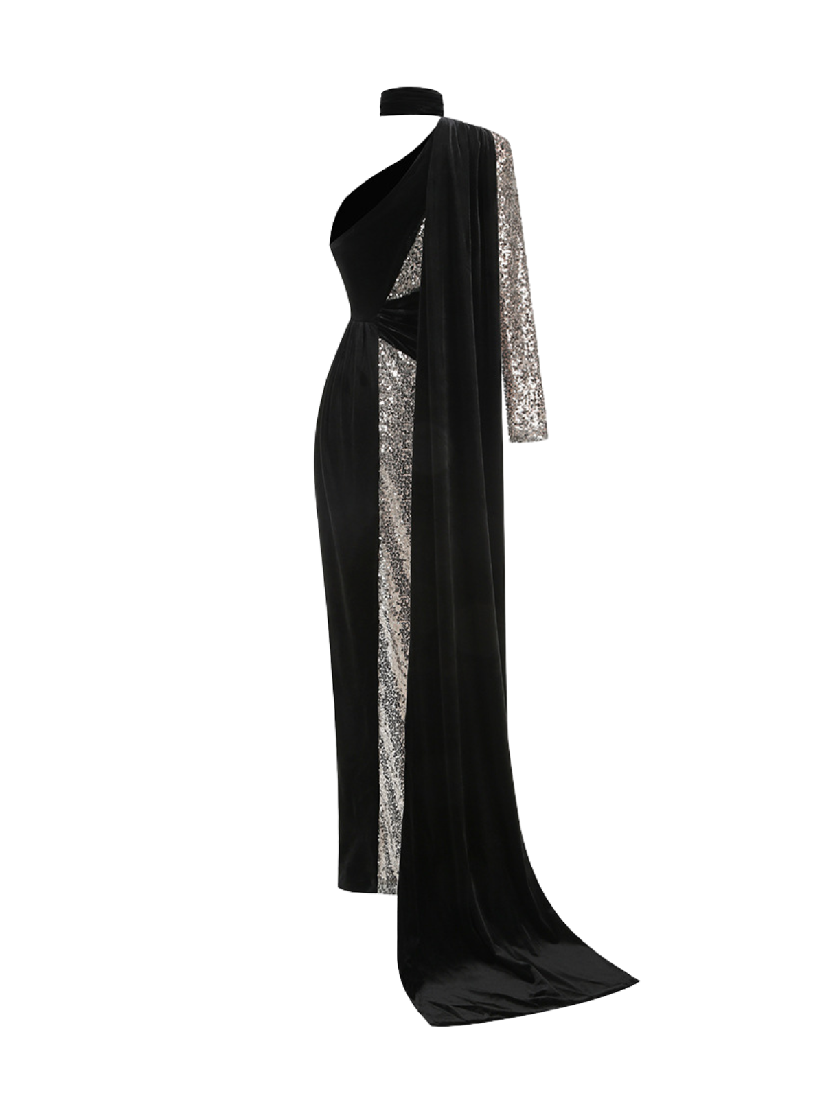 One Shoulder Cutout Split Maxi Dress