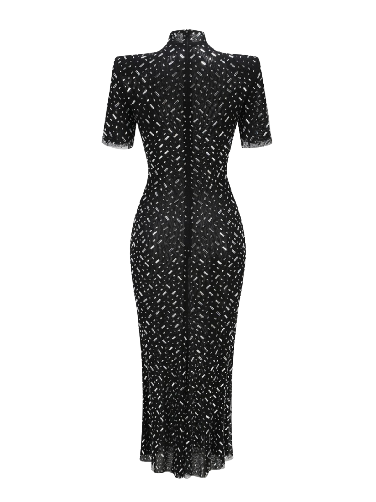 Short Sleeve Diamond Mesh Dress