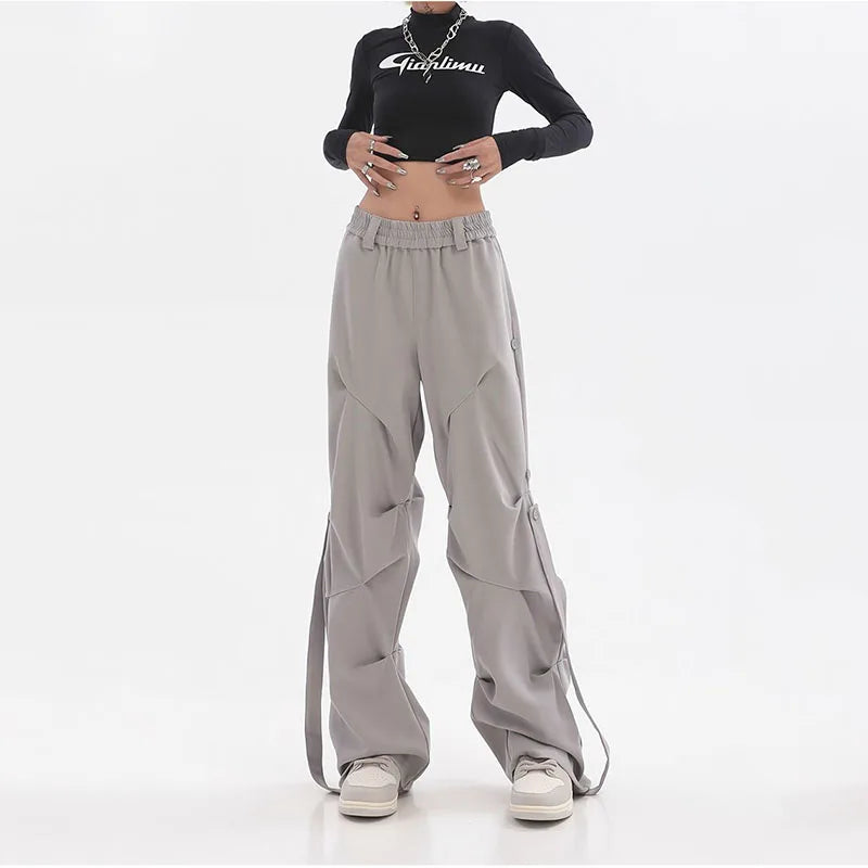 Pleated Cargo Streetwear Wide Pants