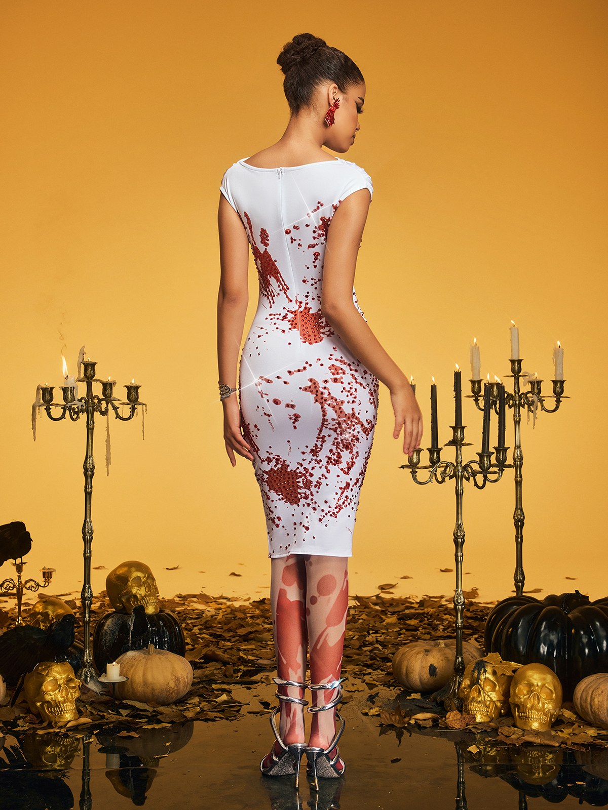 Sleeveless Blood Ruched Midi Dress