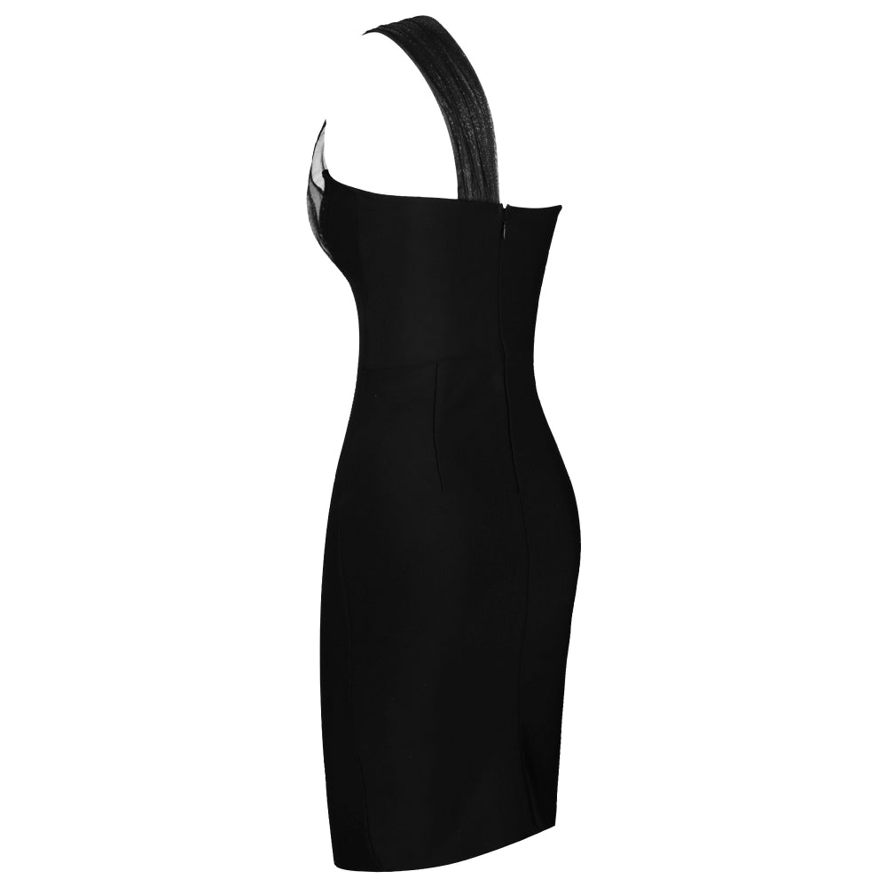 One Shoulder Sleeveless Asymmetrical Midi Bandage Dress PF091910