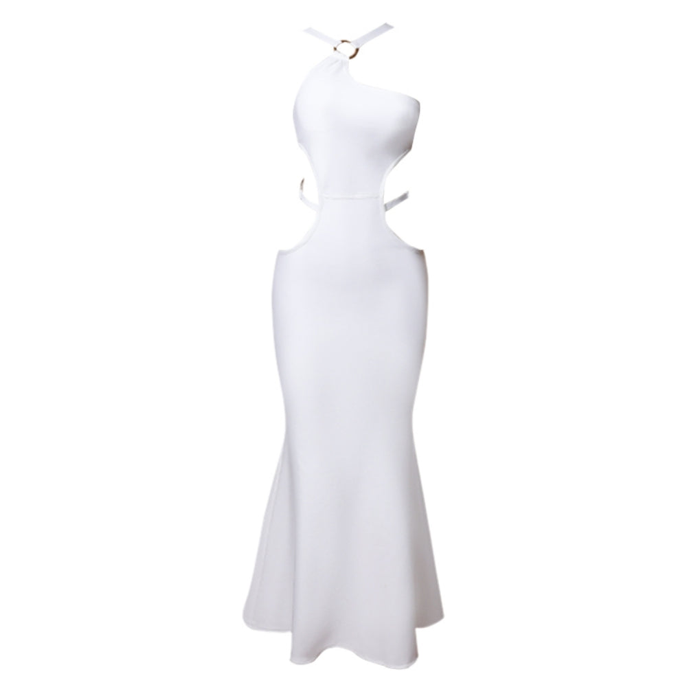 One Shoulder Sleeveless Cut Out Maxi Bandage Dress PZC1571