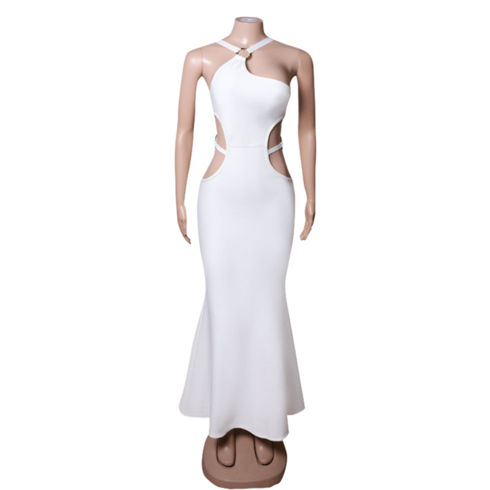 One Shoulder Sleeveless Cut Out Maxi Bandage Dress PZC1571