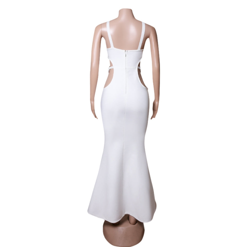 One Shoulder Sleeveless Cut Out Maxi Bandage Dress PZC1571