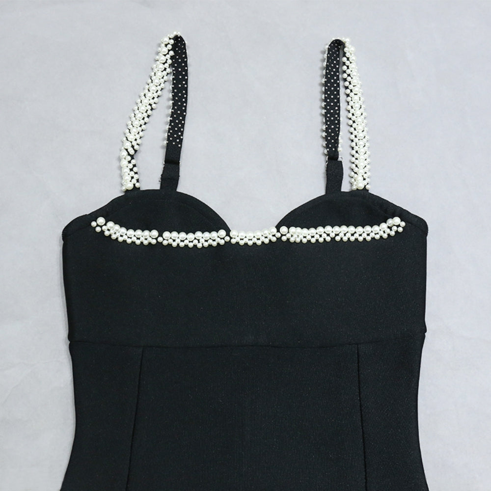 Strappy Sleeveless Midi Bubble Beads Bandage Dress PZC1936